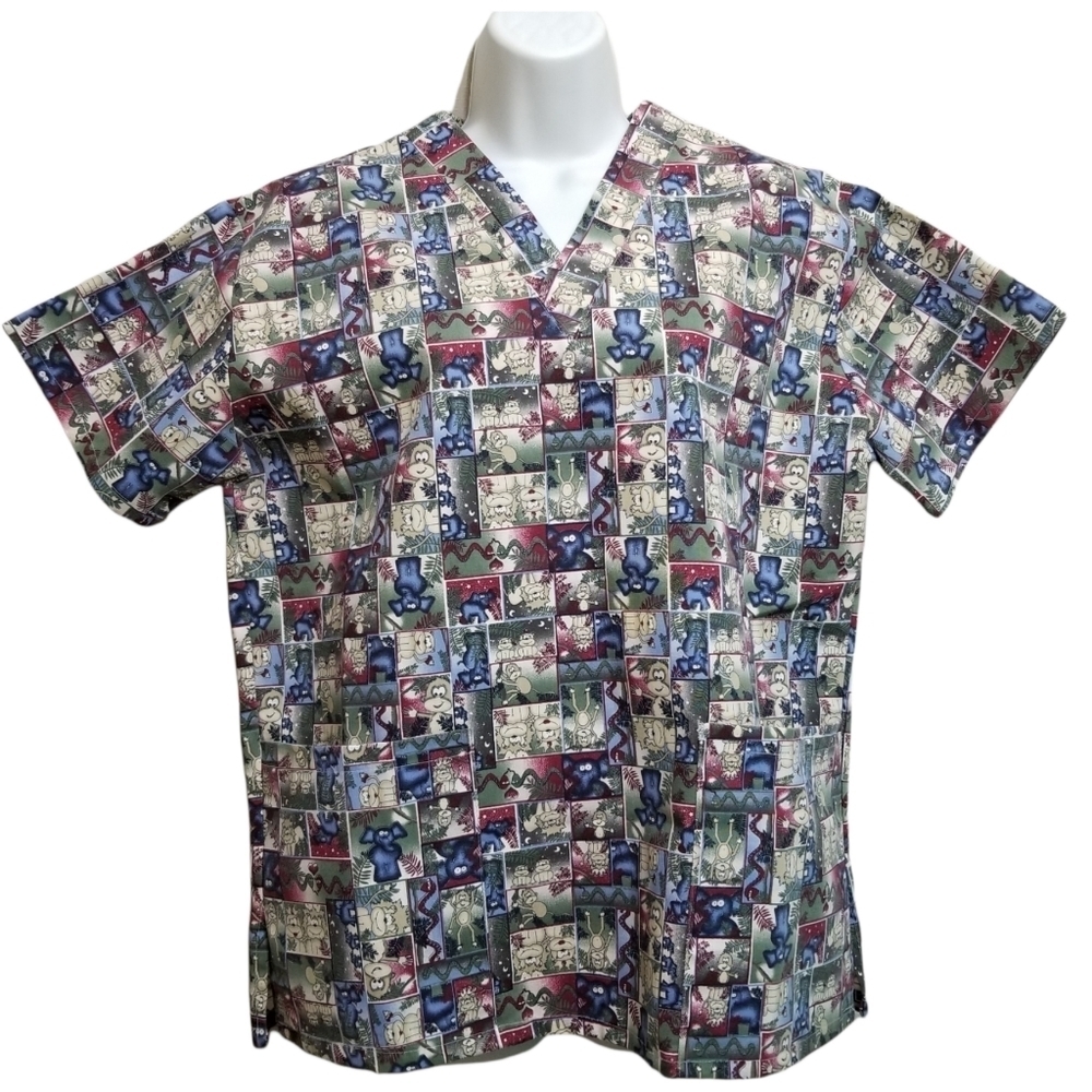 𝅺on Que Lac-Mac   V-Neck Short Sleeve Medical Scrub Top